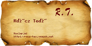 Rácz Teó névjegykártya